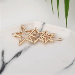 Super cute three star gold hair clip barrette new